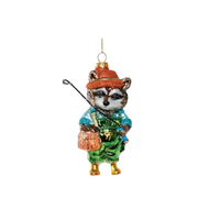 Fishing Animal Ornament - Raccoon In Overalls