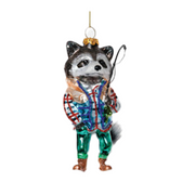 Fishing Animal Ornament - Raccoon In Plaid