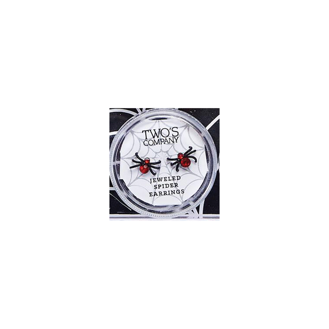 Crystal Spider Earrings - Red & Black