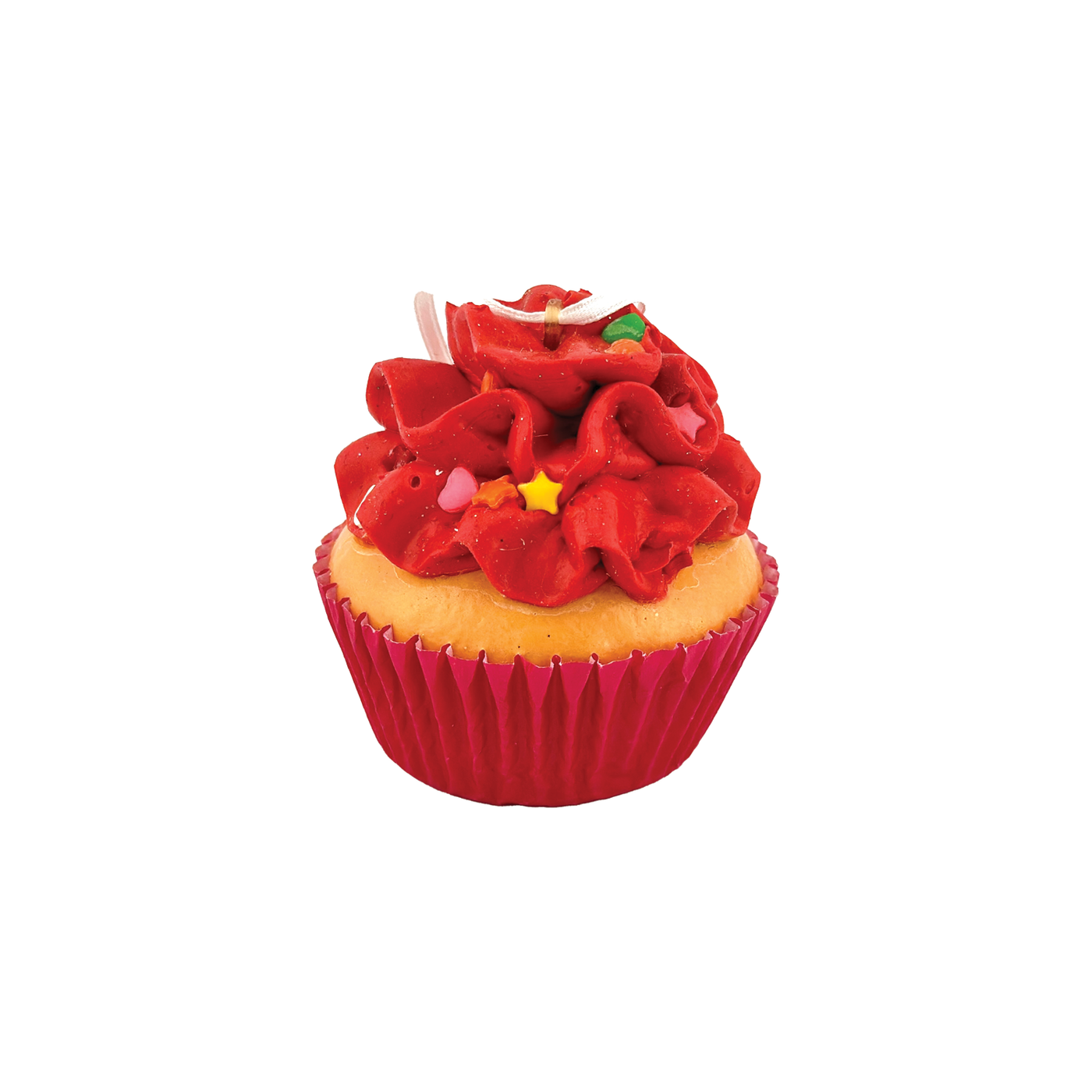 Foam Flower Cupcakes Ornament - Red With Hearts And Stars