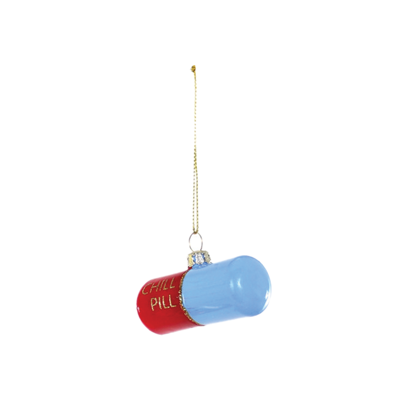 Chill Pill Ornament - Red & Blue