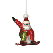Santa Snowboarder Ornament -  Red