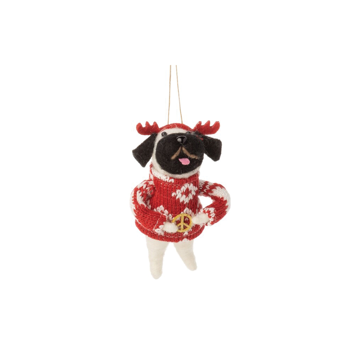 Dogs In Christmas Outfit Felt Ornament - Red