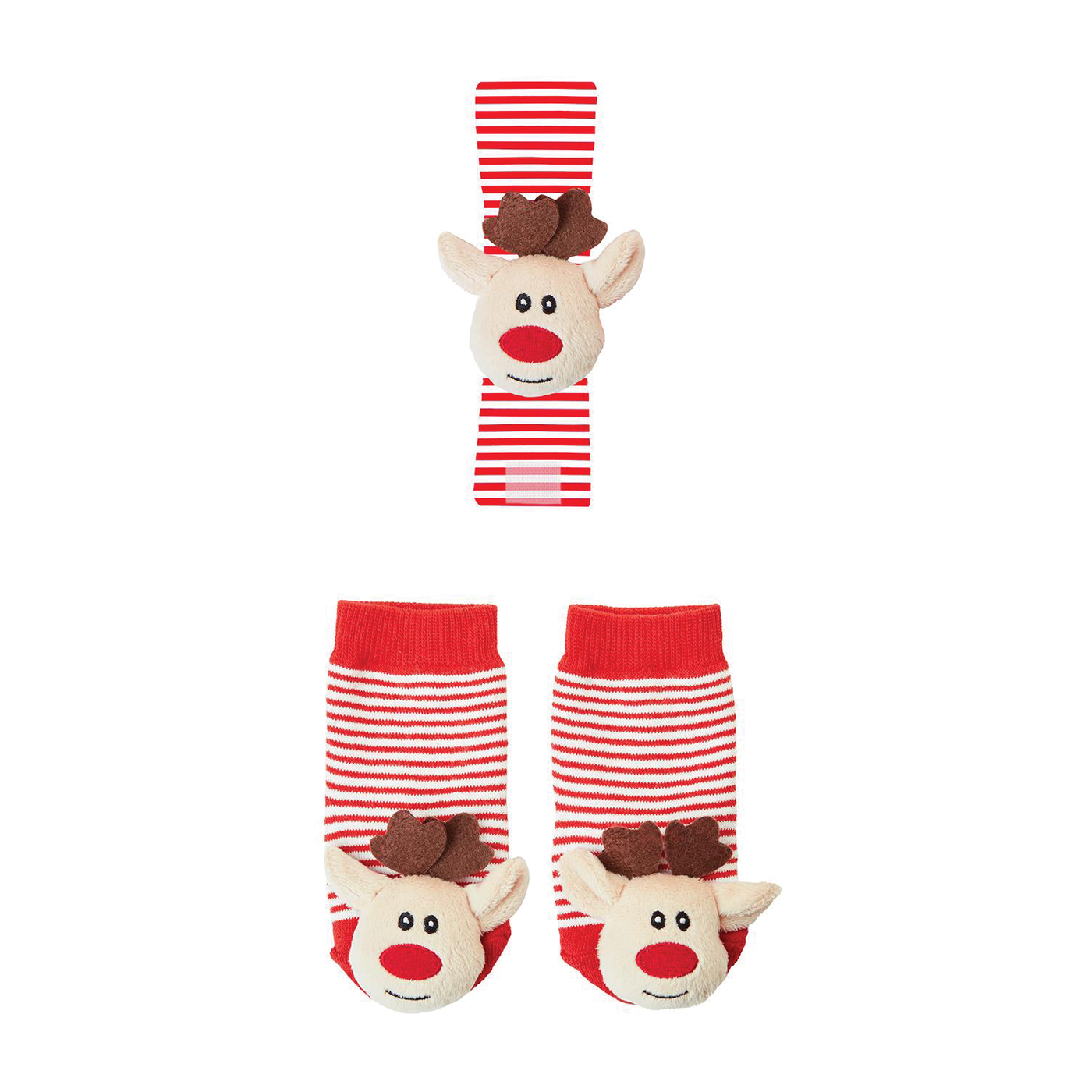Holiday Rattle Socks And Wrist Rattle - Reindeer