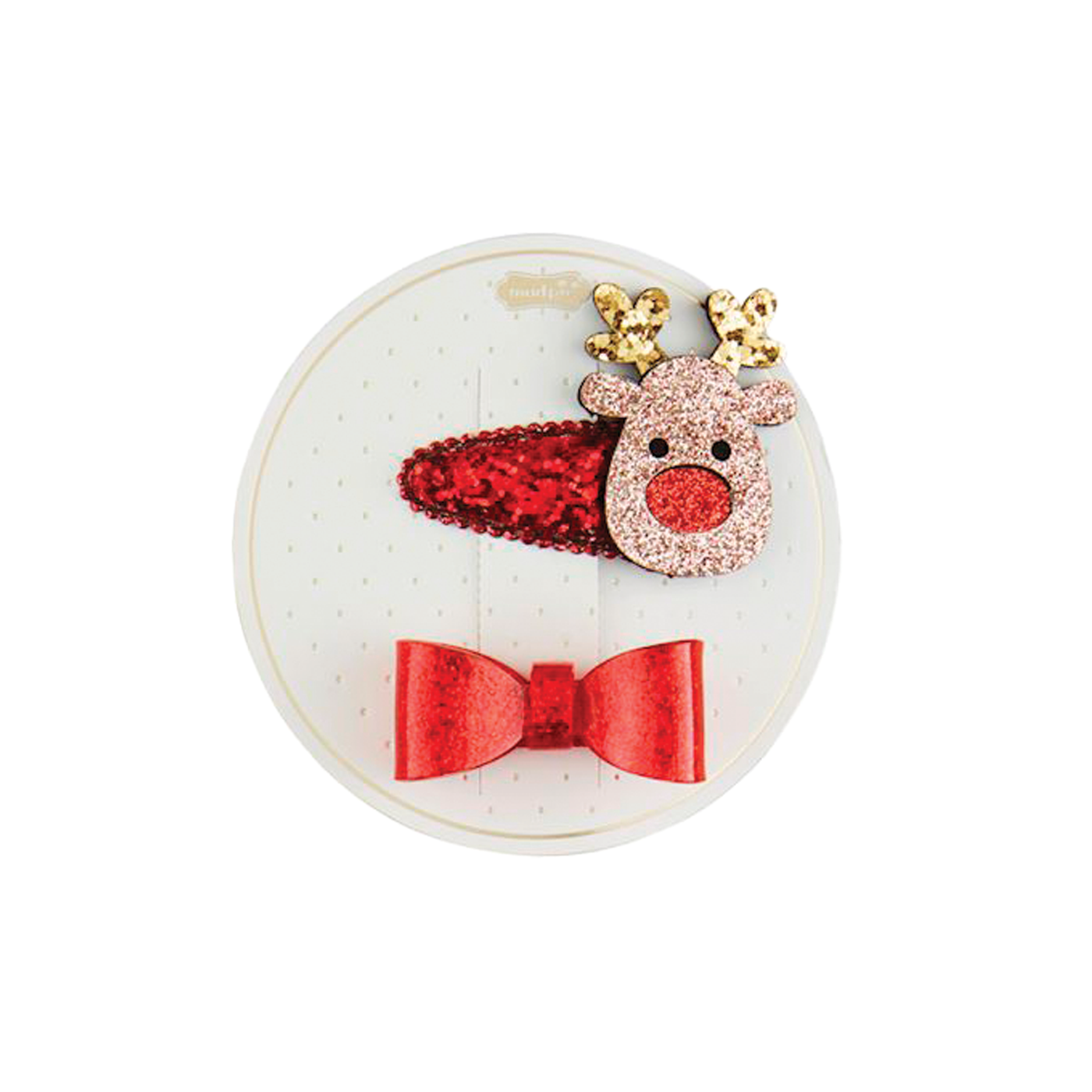 Christmas Hair Clips - Red Bow & Reindeer