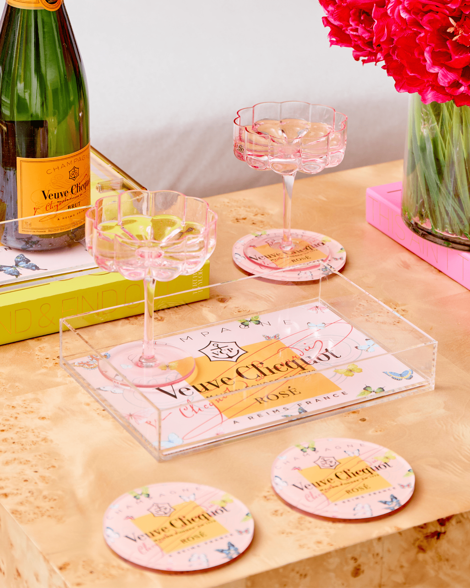 Rose Butterfly Coaster - Set Of 4