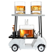 Golf Cart Decanter With Whiskey Glasses