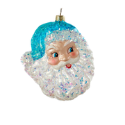 Iridescent Santa Head Ornament - Blue