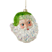 Iridescent Santa Head Ornament - Green