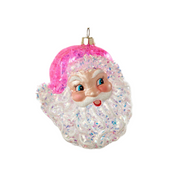 Iridescent Santa Head Ornament - Pink