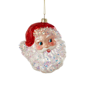 Iridescent Santa Head Ornament - Red
