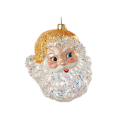 Iridescent Santa Head Ornament - Yellow
