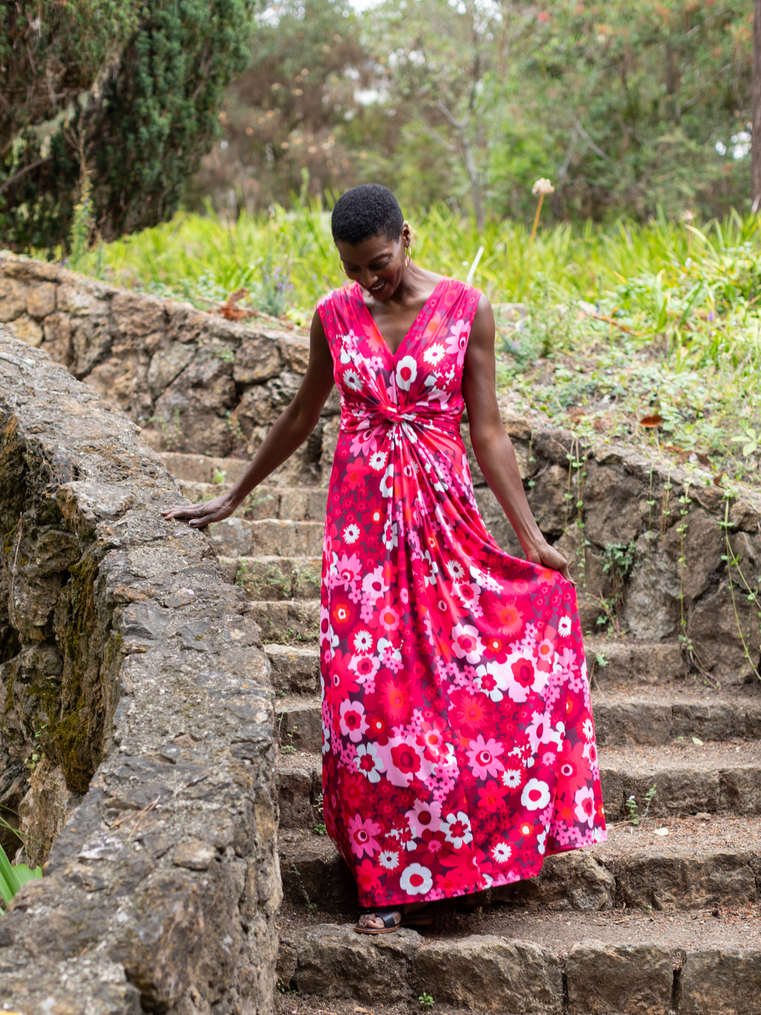 Sienna Maxi Dress Flower Power Burgundy
