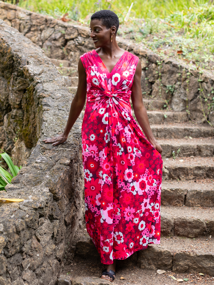 Sienna Maxi Dress Flower Power Burgundy