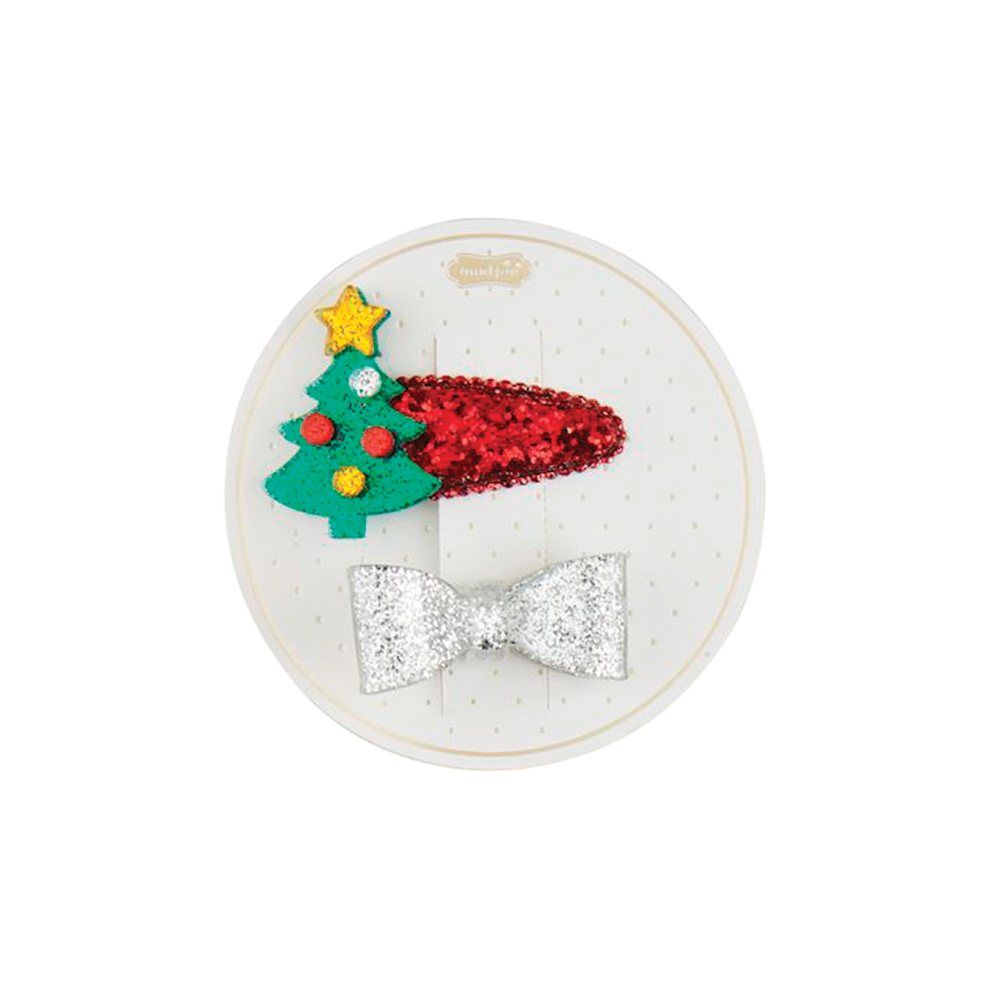 Christmas Hair Clips - Silver Bow & Tree