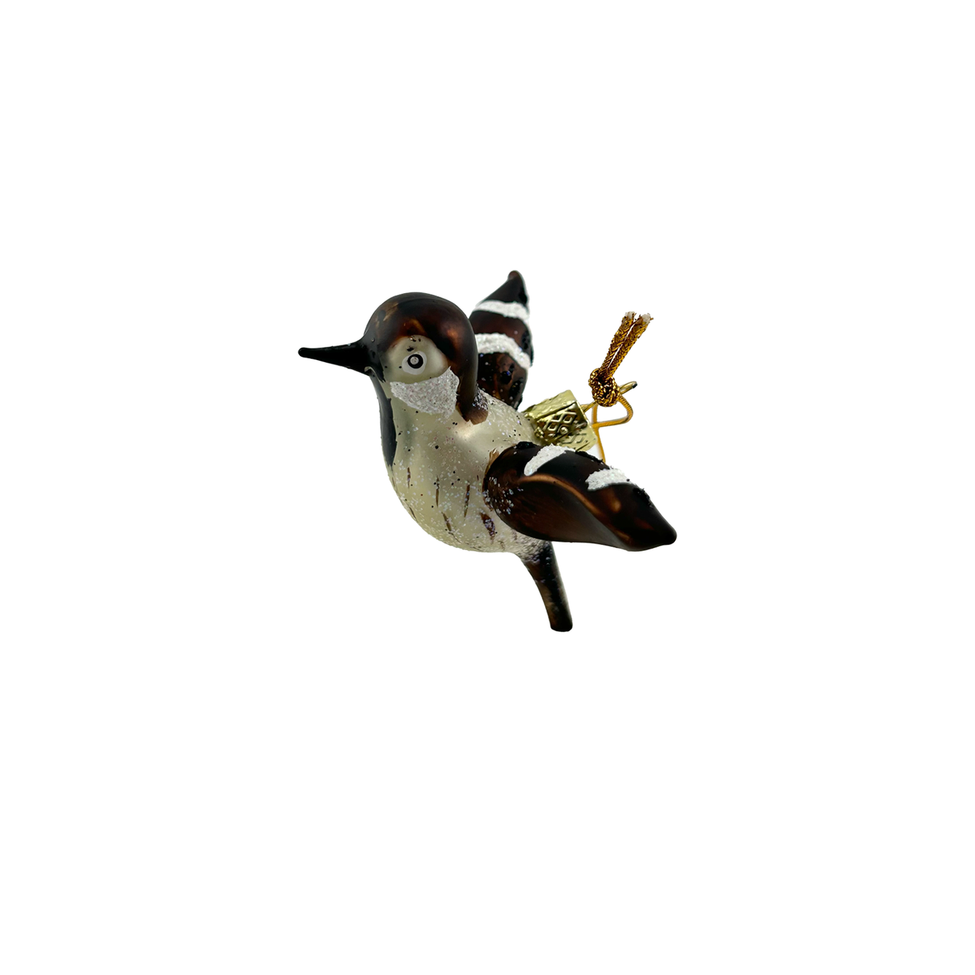 Winter Song Bird Ornament - Silver & Brown