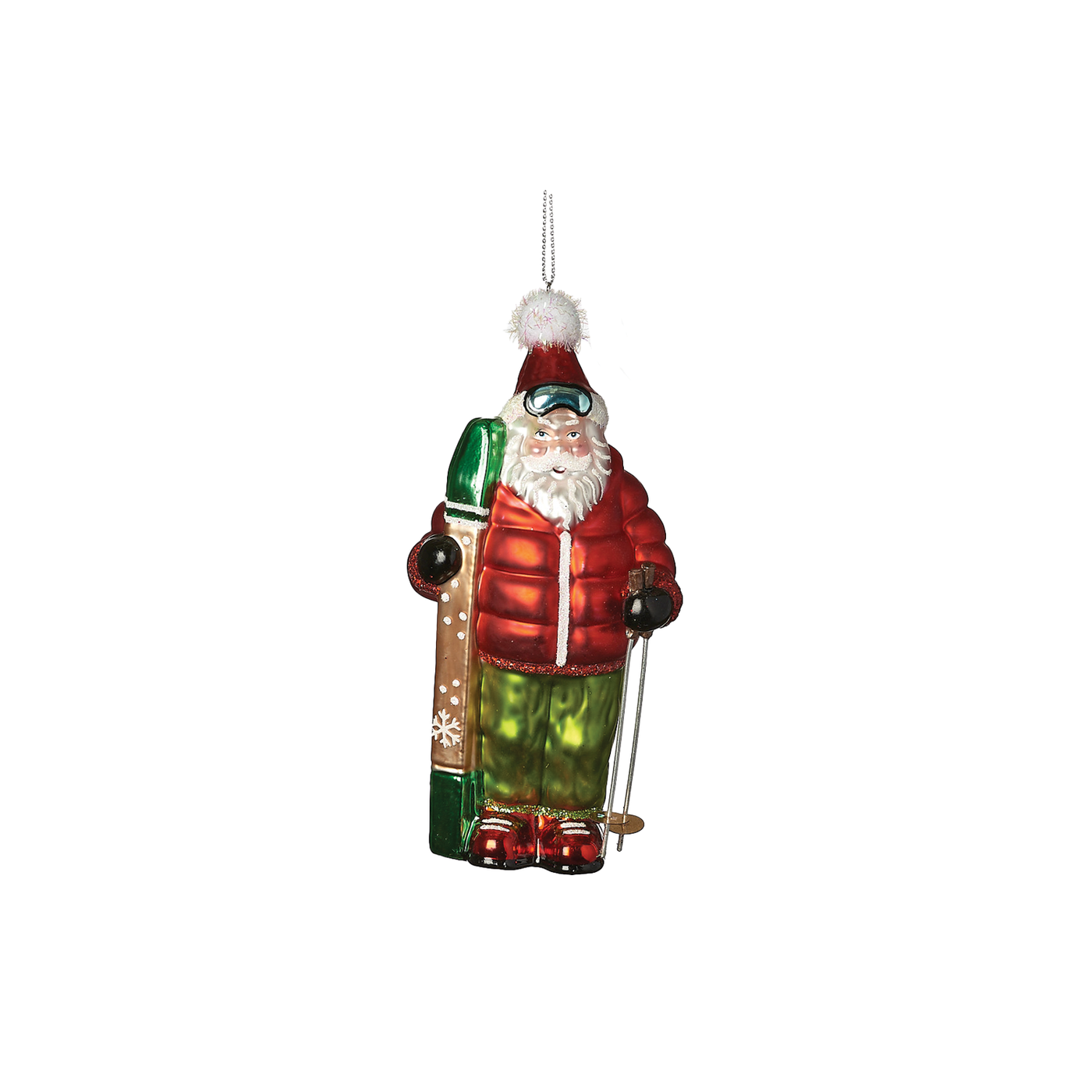 Santa Skier Ornament -  Red