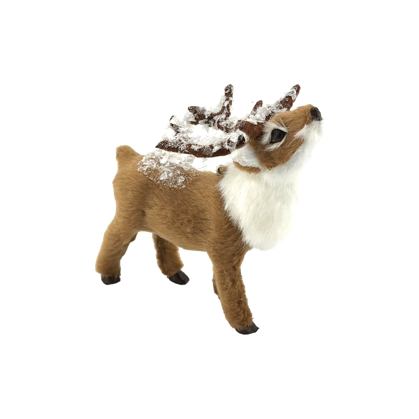 Furry Deer With Snow Ornament - Looking Up