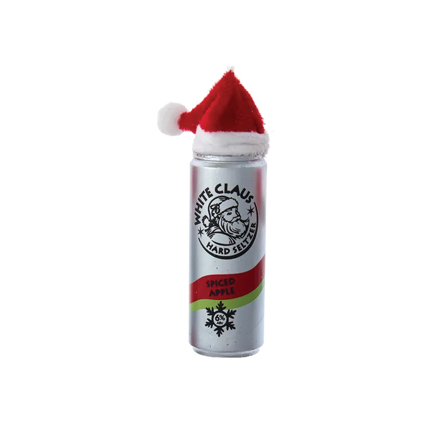 White Claus Seltzer With Santa Hat Ornament - Spiced Apple