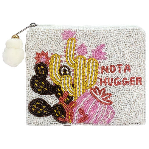 Not A Hugger Beaded Coin Pouch