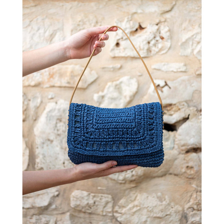 Sun Chaser Straw Pochette - Navy