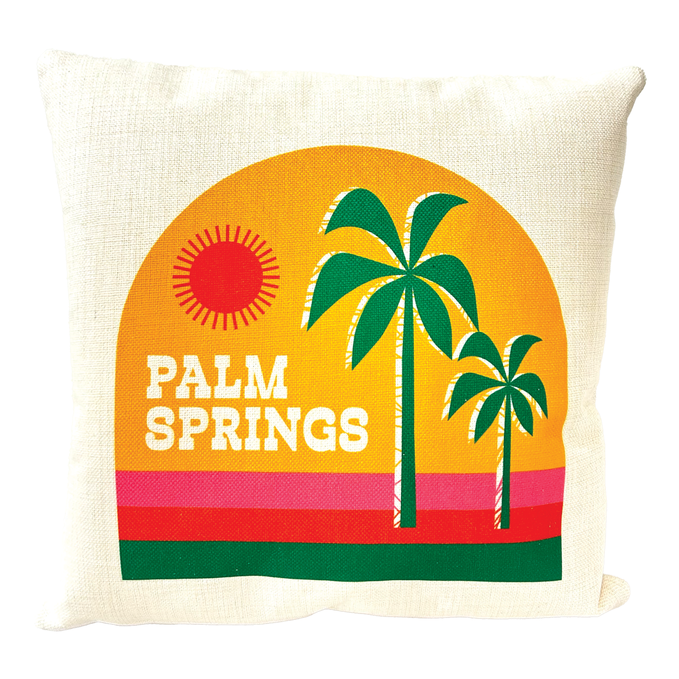 Retro Sunset Palm Springs Square Pillow