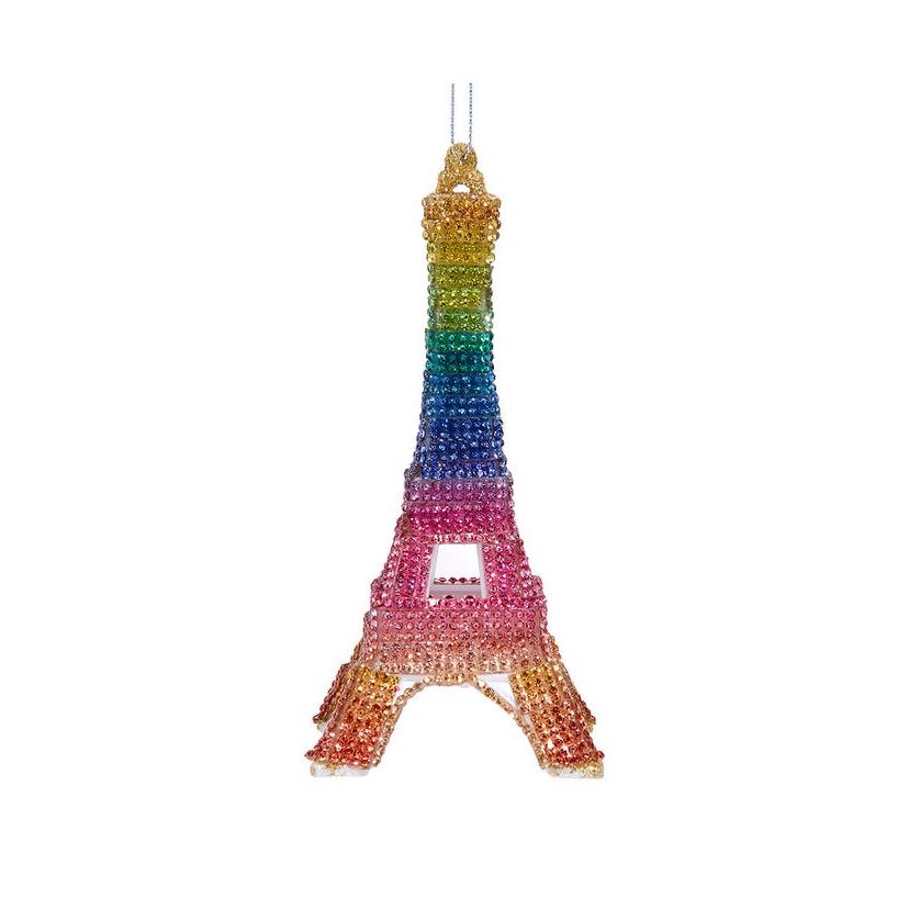 Eiffel Tower With Rainbow Rhinestones Ornament