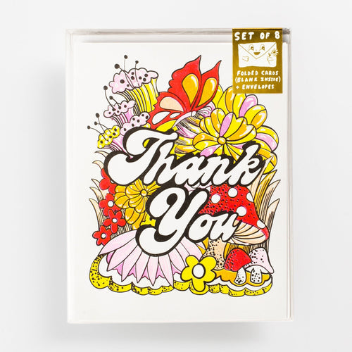 Thank You Floral Risograph Card Set