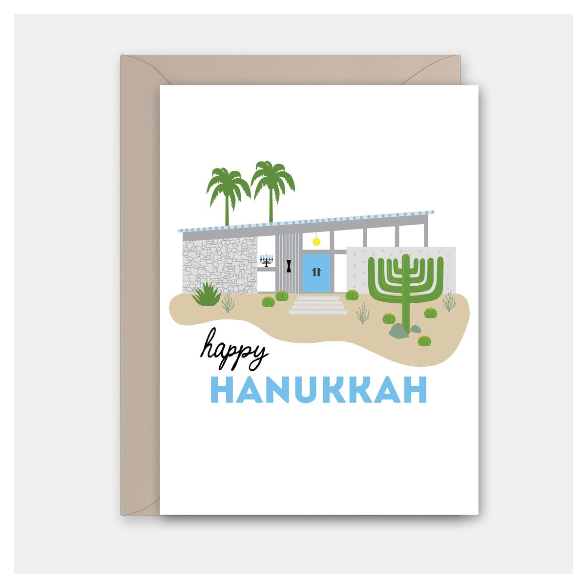 Greeting Card: Holiday Blue Door Happy Hanukkah