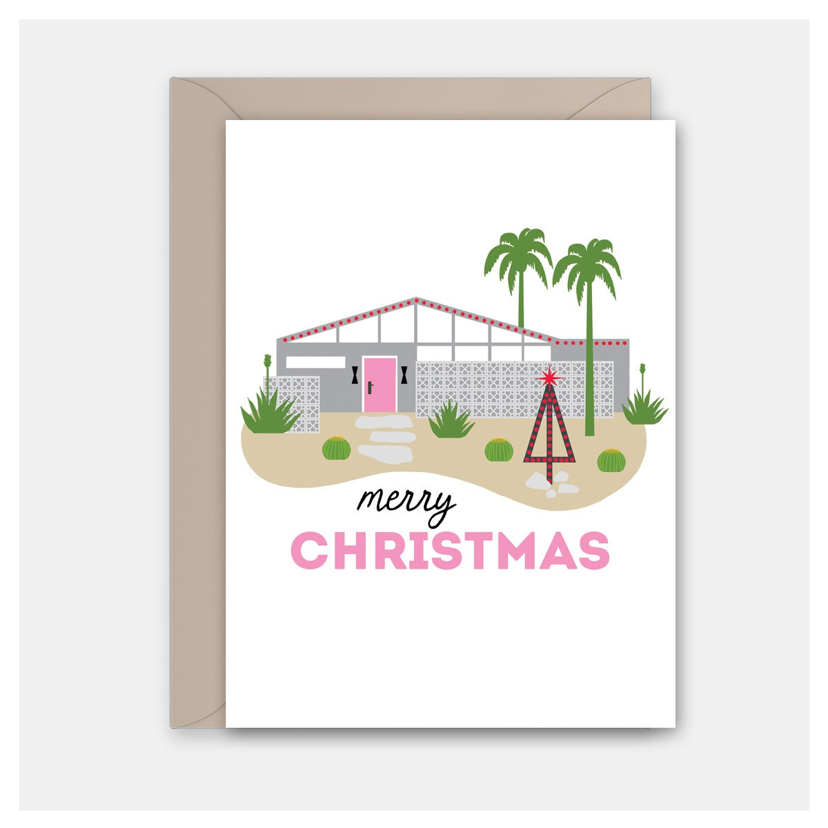 Greeting Card: Holiday Pink Door Merry Christmas