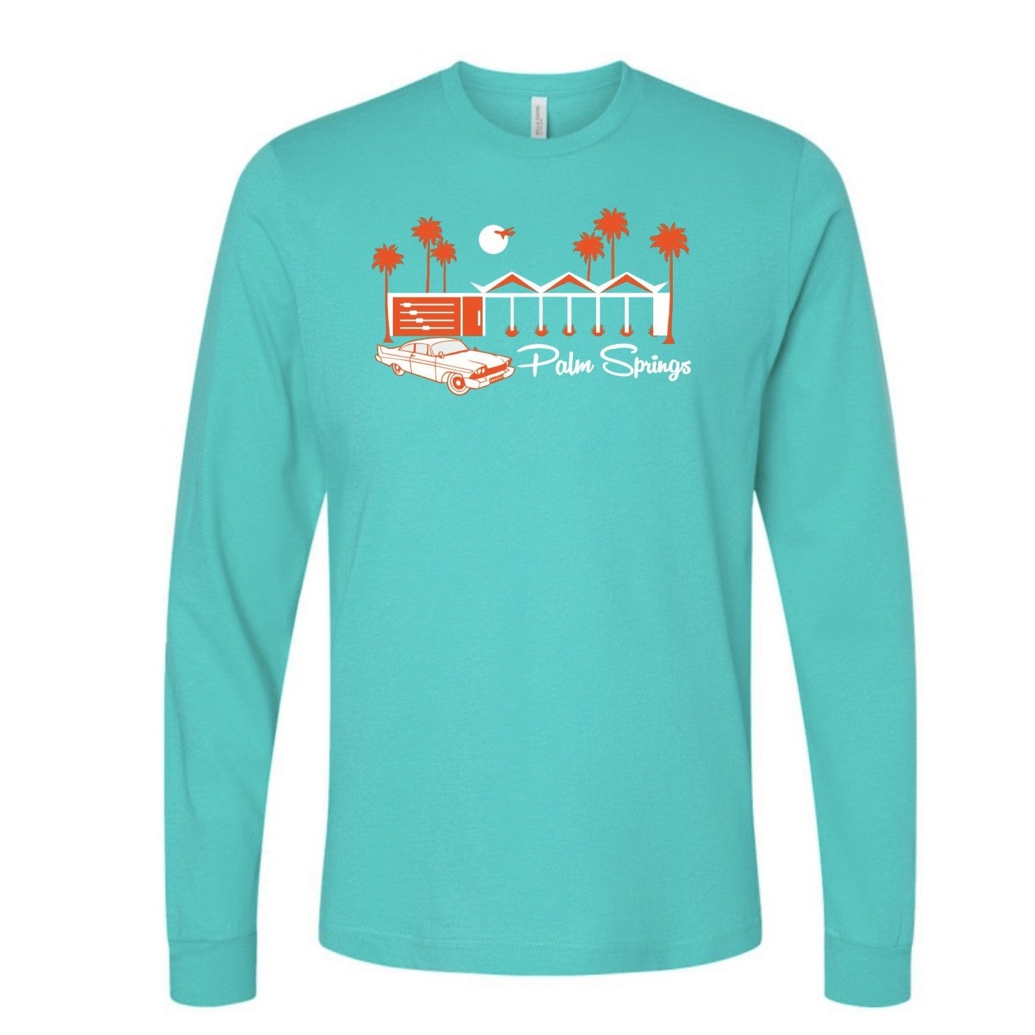 Zig Zag Long Sleeve Ribbed Cuff T-Shirt - Teal/Orange - Just Fabulous Palm Springs