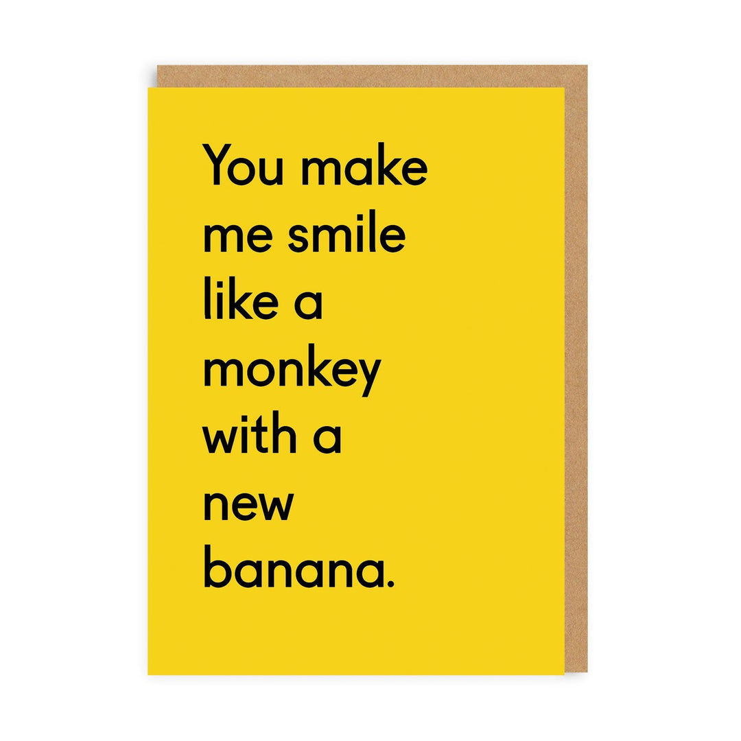 Monkey With New Banana Greeting Card