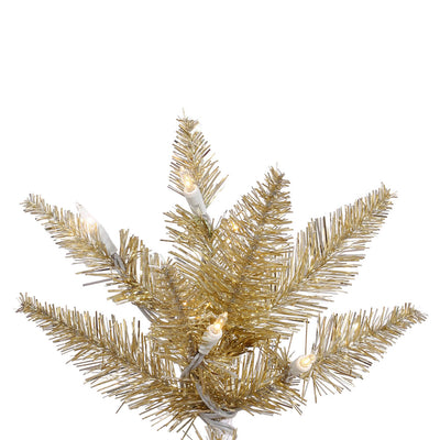 Champagne Tinsel Slim Fir - 4.5' x 24" Pre-lit with 200 Clear Dura-lit Style Incandescent Lights