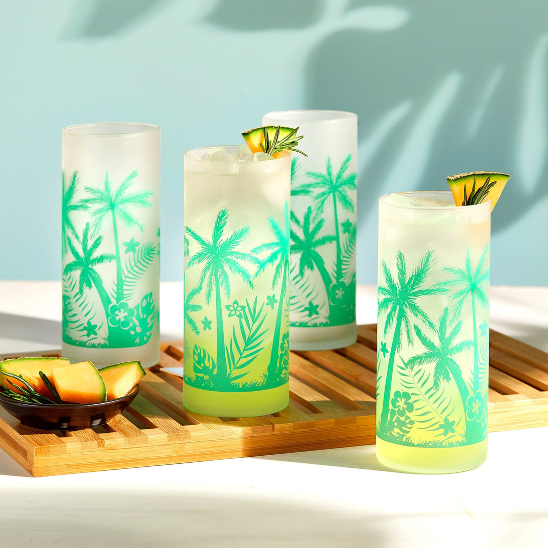 Vintage Palm Trees Cooler Glass