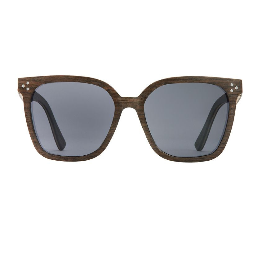 Origins Square Cat Eye Polarized Sunglasses - Walnut Wood