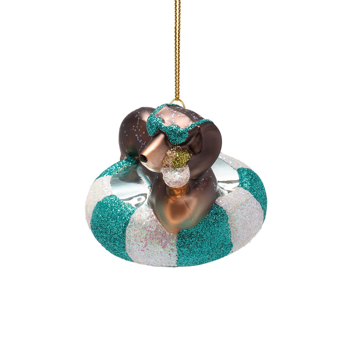 Dachshund On Blue Pool Float Ornament