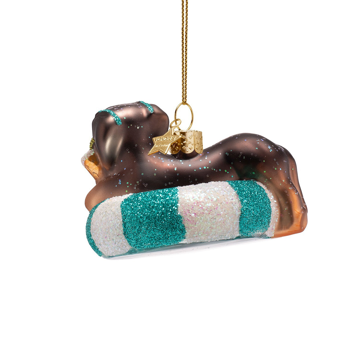 Dachshund On Blue Pool Float Ornament