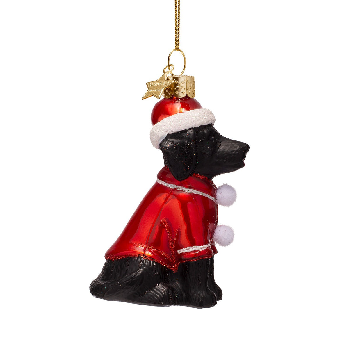 Black Dog In Christmas Pajamas Ornament