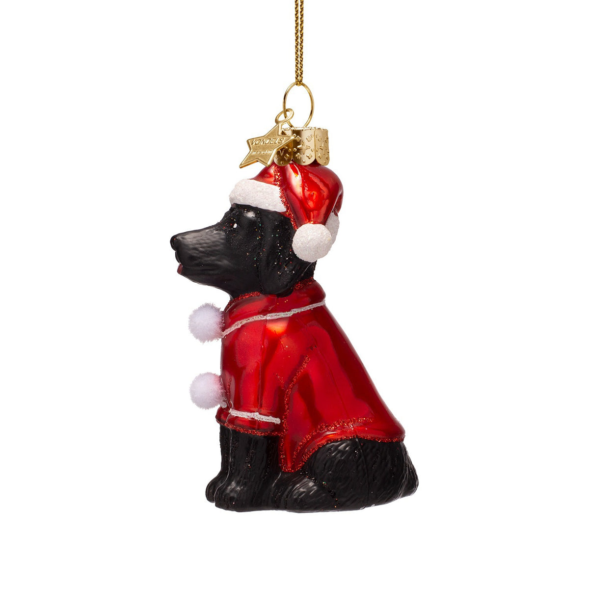 Black Dog In Christmas Pajamas Ornament