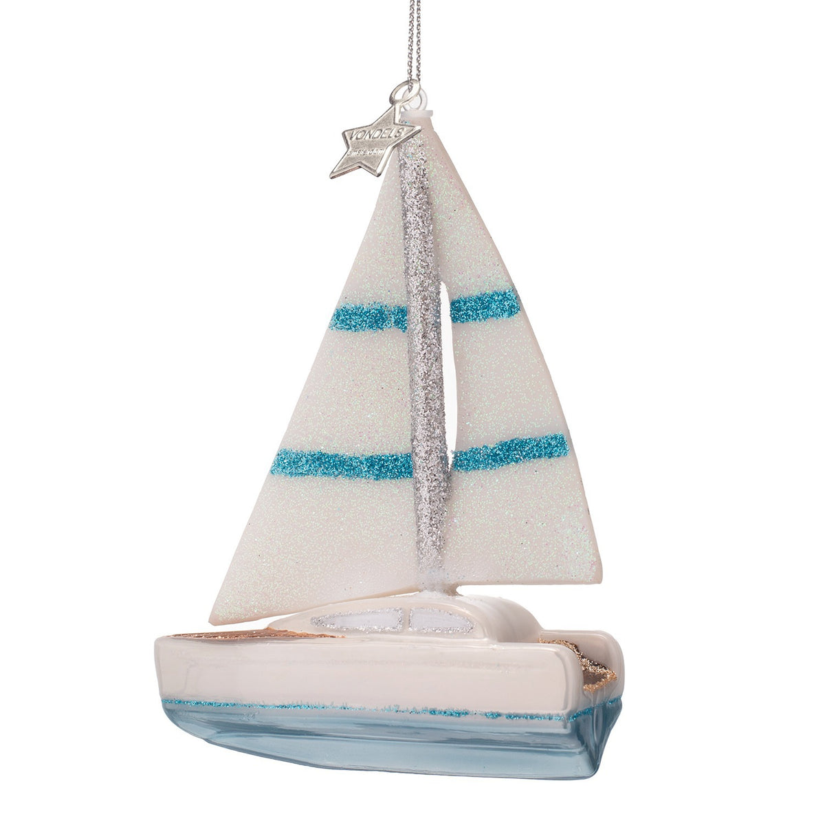 Opal White Sailing Boat Ornament