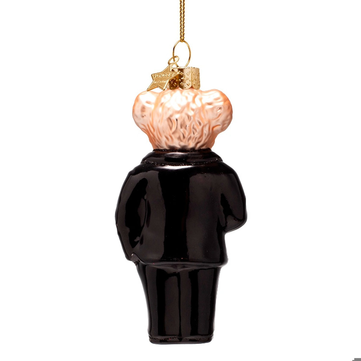 Chic Bear In Black Suit Glass Ornament