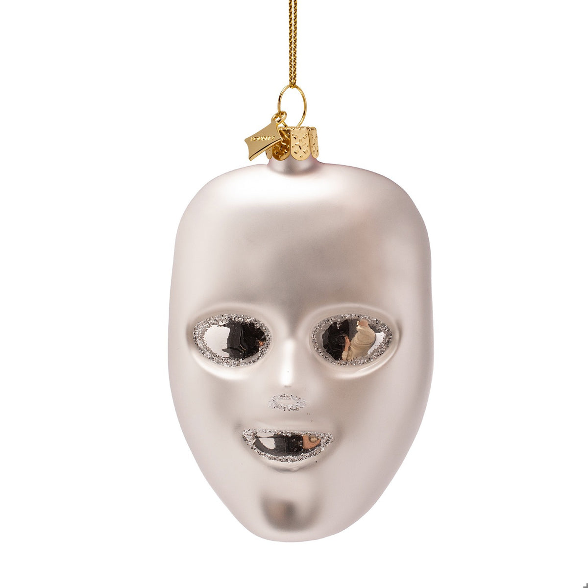 Red Light Mask With Rhinestones Glass Ornament