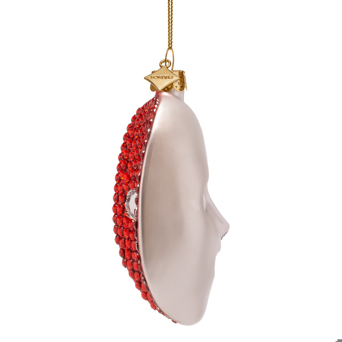 Red Light Mask With Rhinestones Glass Ornament