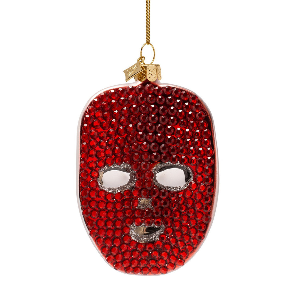 Red Light Mask With Rhinestones Glass Ornament