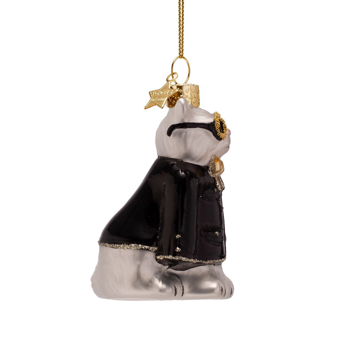 Fashion Cat Glass Ornament