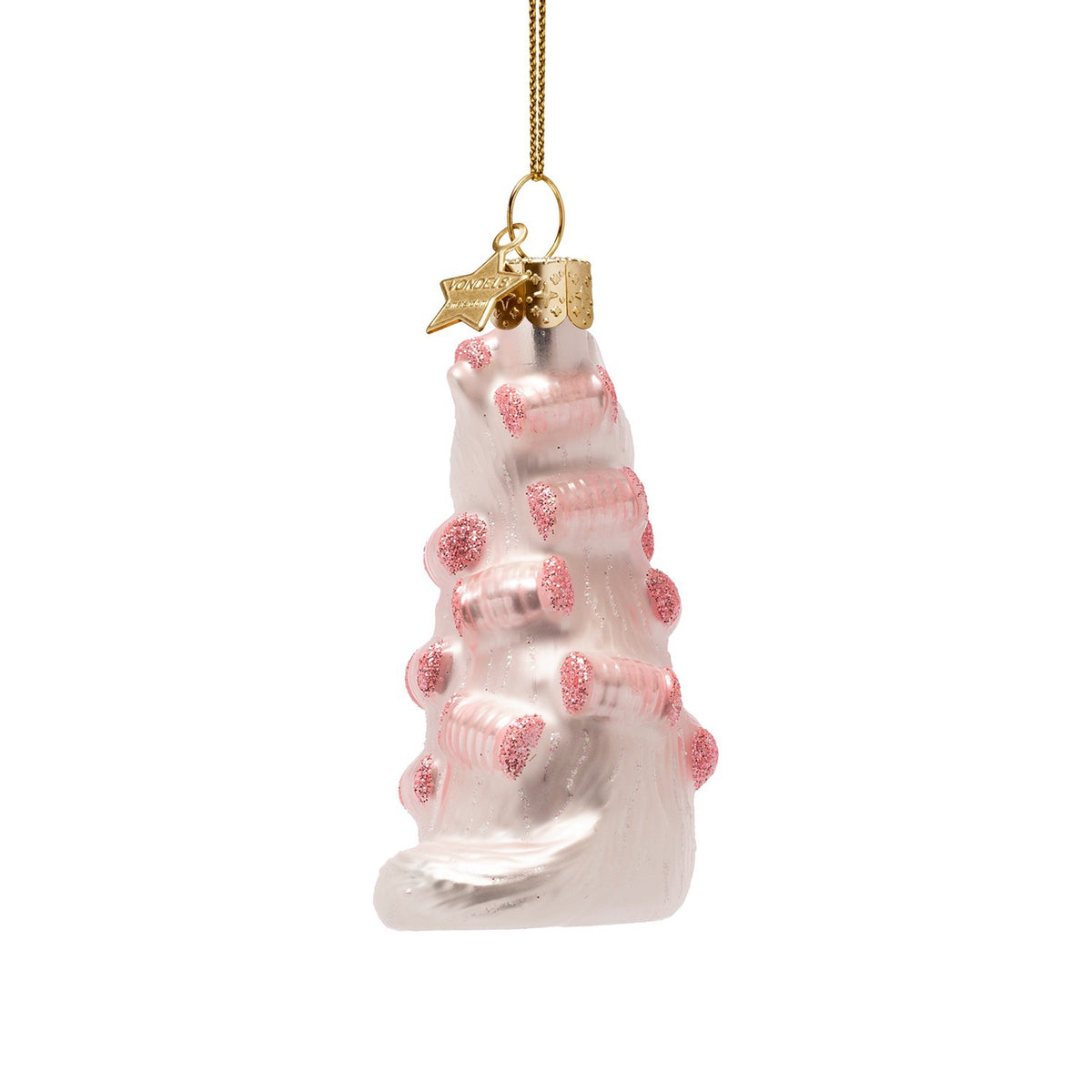 Beauty Cat With Curlers Glass Ornament