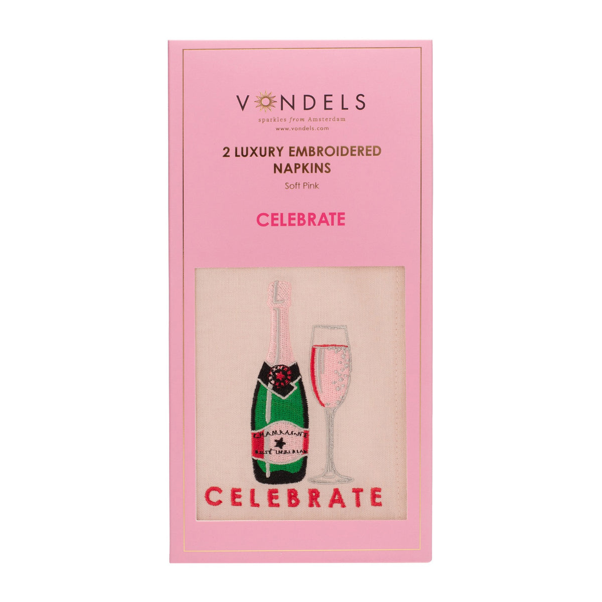 Celebrate Champagne Embroidered Dinner Napkins (Set of 2)