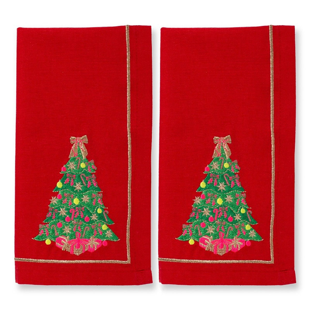 Christmas Tree Embroidered Dinner Napkins (Set of 2)