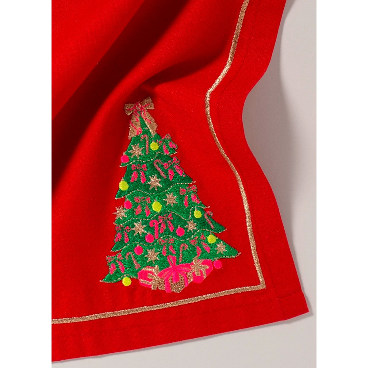 Christmas Tree Embroidered Dinner Napkins (Set of 2)