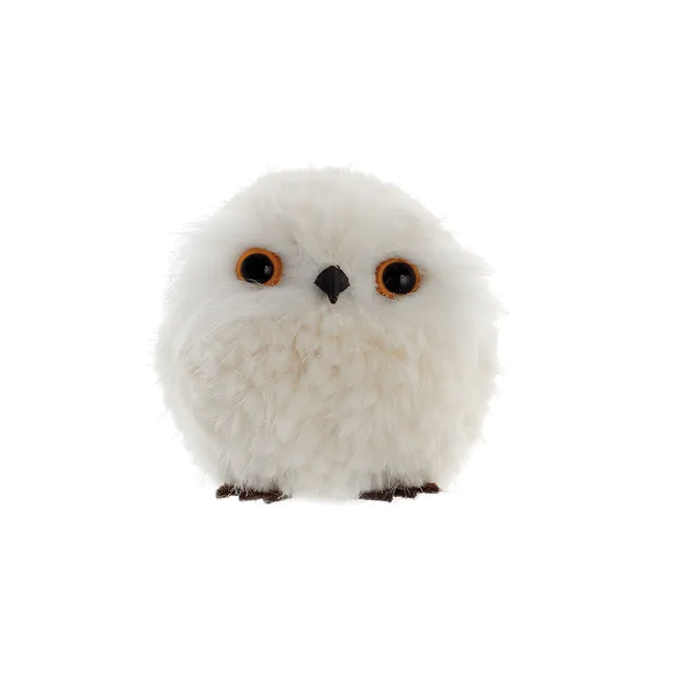 White Fluffy Owl Ornament - Awake